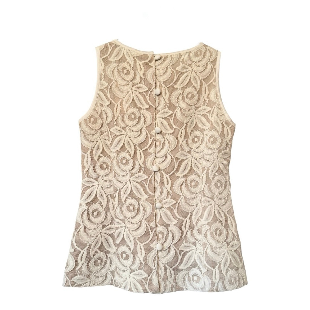 NWT Women's Banana Republic Shell Top Size 00P Cream Lace Beige Lining - Picture 6 of 12